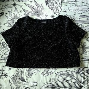 Topshop Black Glitter Crop Top